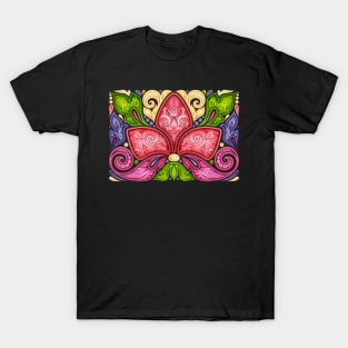 Colored Floral Background in Paisley Garden Indian Style T-Shirt